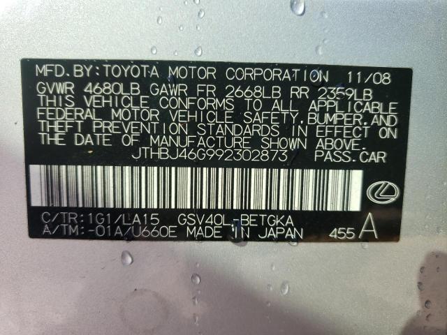 Photo 10 from auction – 2009 LEXUS ES 350 with VIN JTHBJ46G992302873