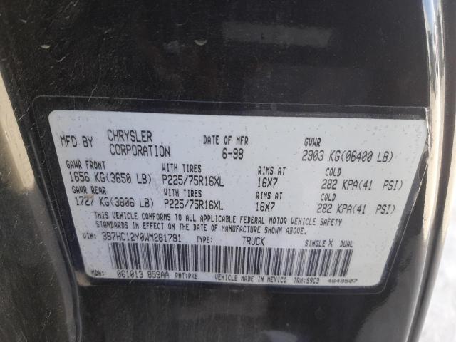 Photo 10 from auction – 1998 DODGE RAM 1500 with VIN 3B7HC12Y0WM281791