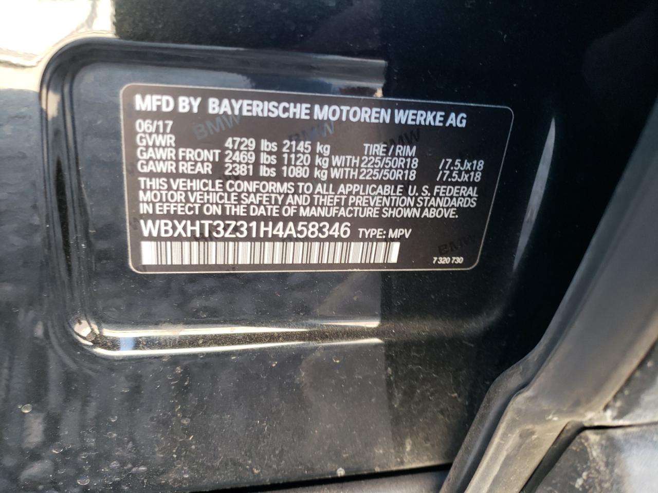 Photo 10 from auction – 2017 BMW X1 XDRIVE2 with VIN WBXHT3Z31H4A58346