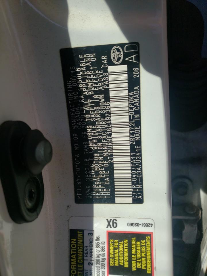 Photo 10 from auction – 2016 TOYOTA COROLLA L with VIN 2T1BURHE1GC497366