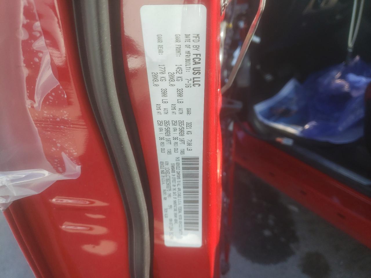 Photo 10 from auction – 2016 DODGE DURANGO R/ with VIN 1C4SDJCT8GC503275