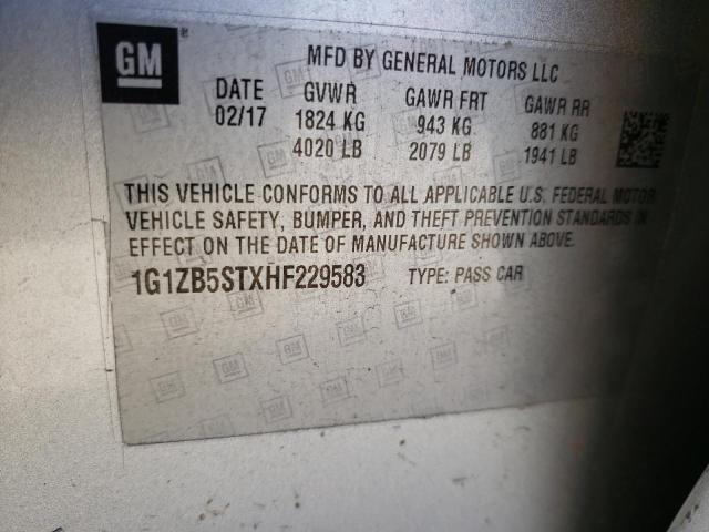 Photo 10 from auction – 2017 CHEVROLET MALIBU LS with VIN 1G1ZB5STXHF229583
