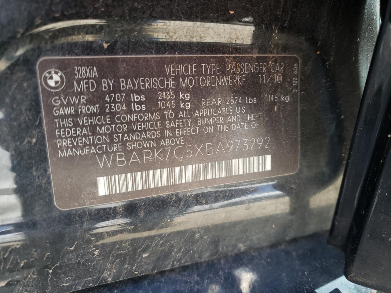Photo 10 from auction – 2011 BMW 328 XI with VIN WBAPK7C5XBA973292