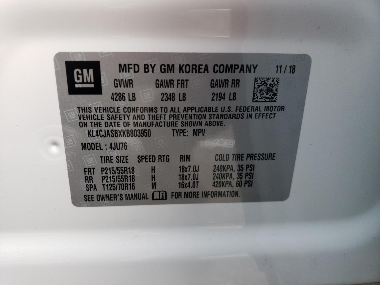 Photo 10 from auction – 2019 BUICK ENCORE PRE with VIN KL4CJASBXKB803950