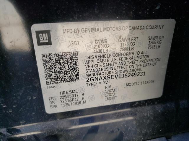Photo 10 from auction – 2018 CHEVROLET EQUINOX LT with VIN 2GNAXSEV1J6249231