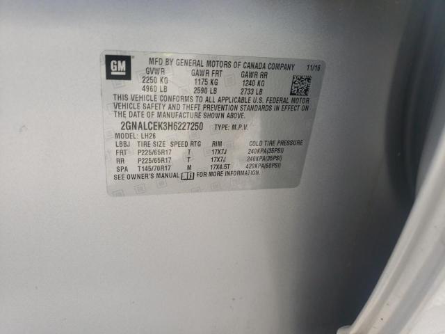 Photo 10 from auction – 2017 CHEVROLET EQUINOX LT with VIN 2GNALCEK3H6227250