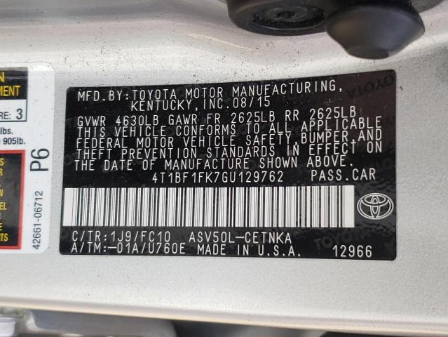 Photo 10 from auction – 2016 TOYOTA CAMRY LE with VIN 4T1BF1FK7GU129762