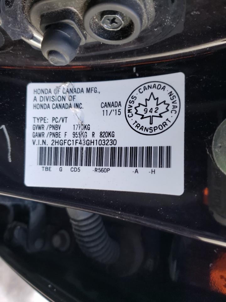 Photo 10 from auction – 2016 HONDA CIVIC EX with VIN 2HGFC1F43GH103230