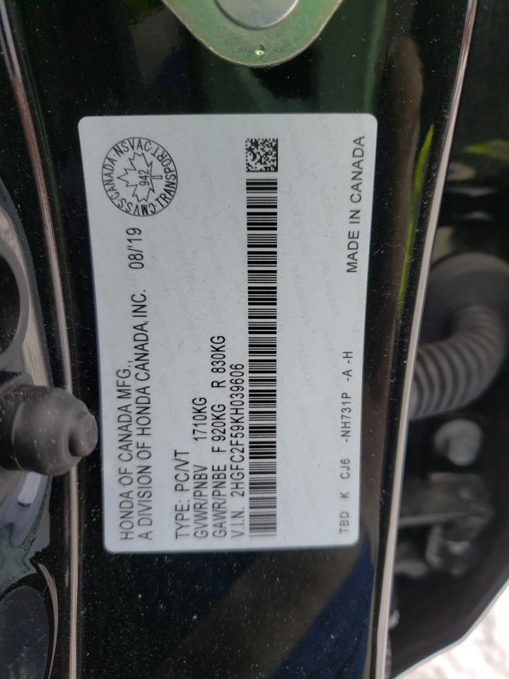 Photo 10 from auction – 2019 HONDA CIVIC LX with VIN 2HGFC2F59KH039606