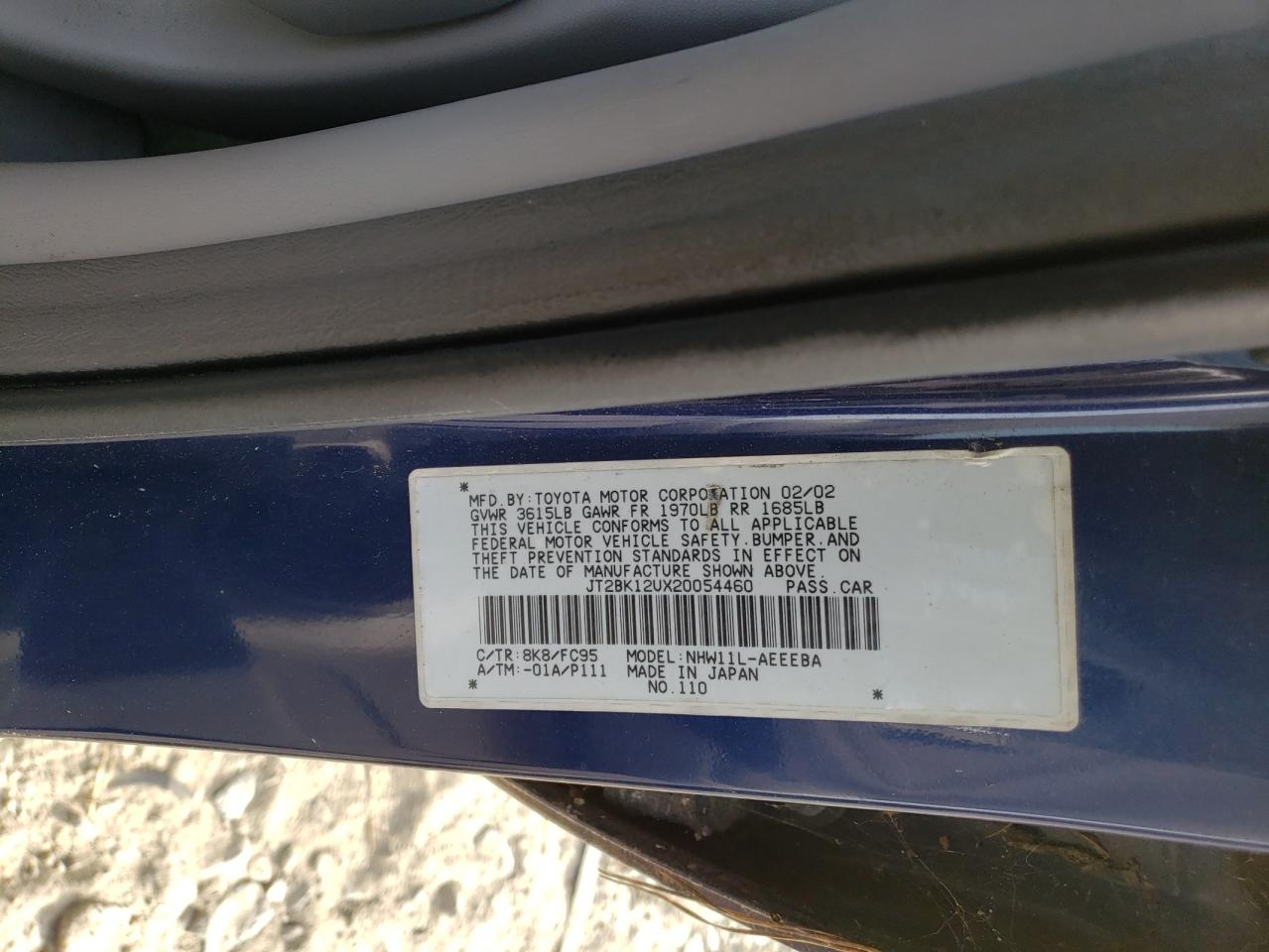 Photo 10 from auction – 2004 TOYOTA PRIUS with VIN JT2BK12UX20054460