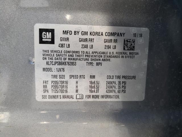 Photo 10 from auction – 2019 CHEVROLET TRAX 1LT with VIN KL7CJPSB6KB762853