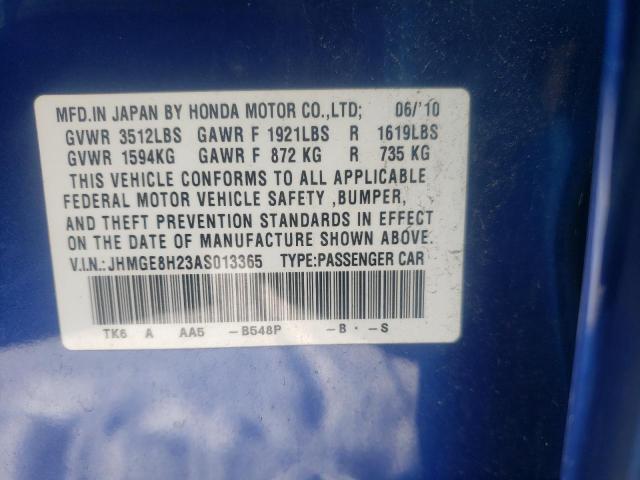 Photo 10 from auction – 2010 HONDA FIT with VIN JHMGE8H23AS013365