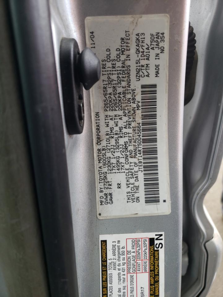 Photo 10 from auction – 2005 TOYOTA 4RUNNER SR with VIN JTEBT14R750045664