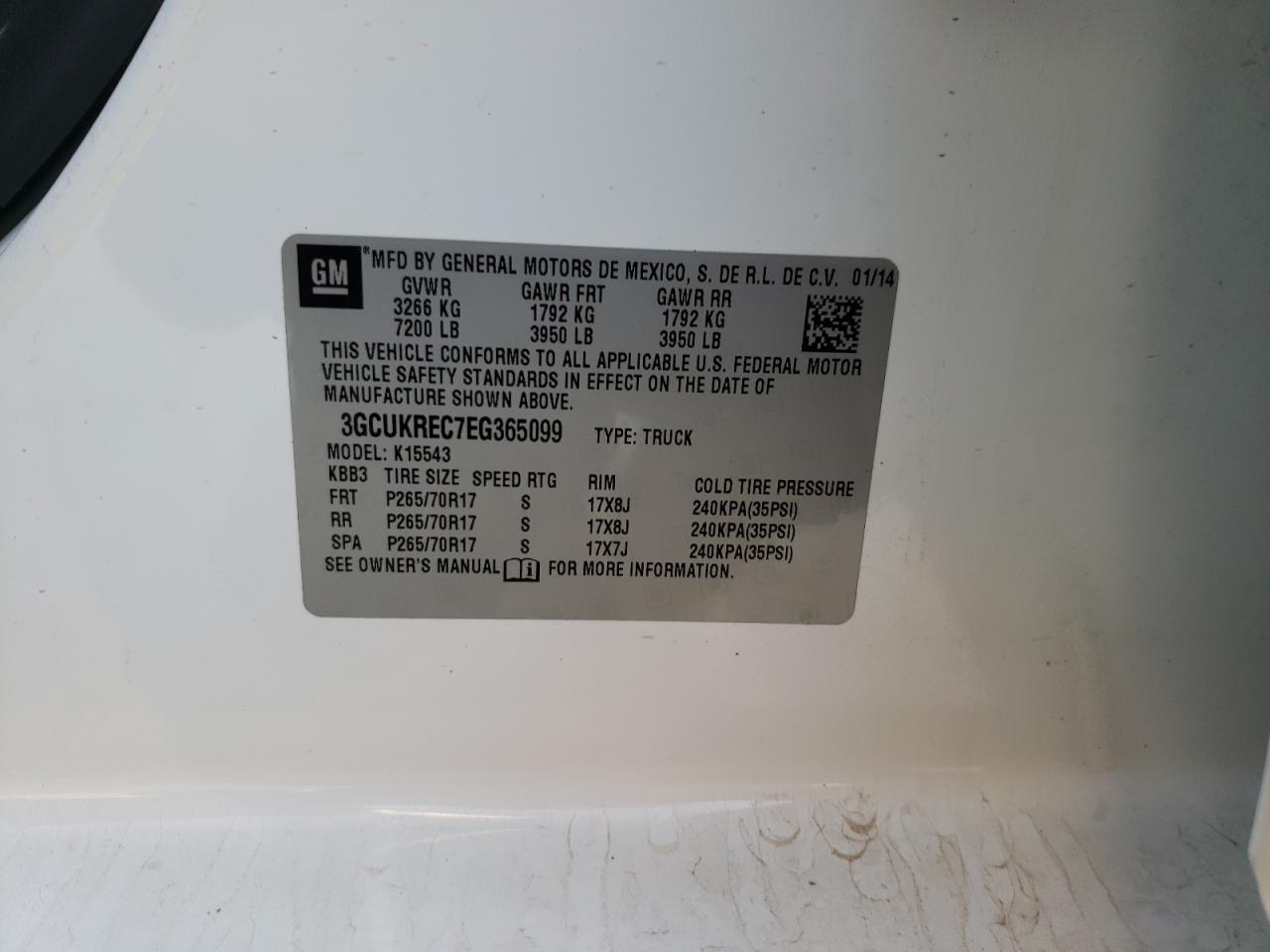 Photo 10 from auction – 2014 CHEVROLET SILVERADO with VIN 3GCUKREC7EG365099