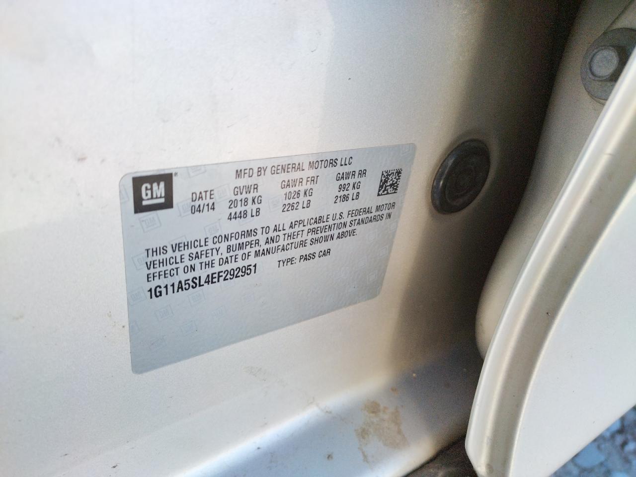 Photo 10 from auction – 2014 CHEVROLET MALIBU LS with VIN 1G11A5SL4EF292951