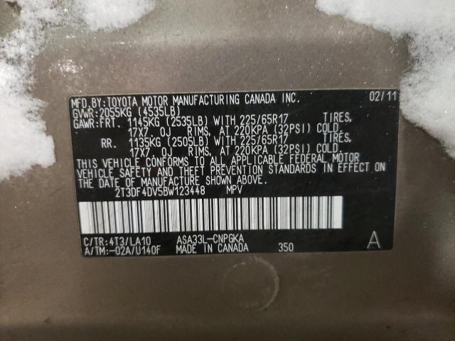 TOYOTA RAV4 LIMIT 2011 with VIN 2T3DF4DV5BW123448 - Photo from auction