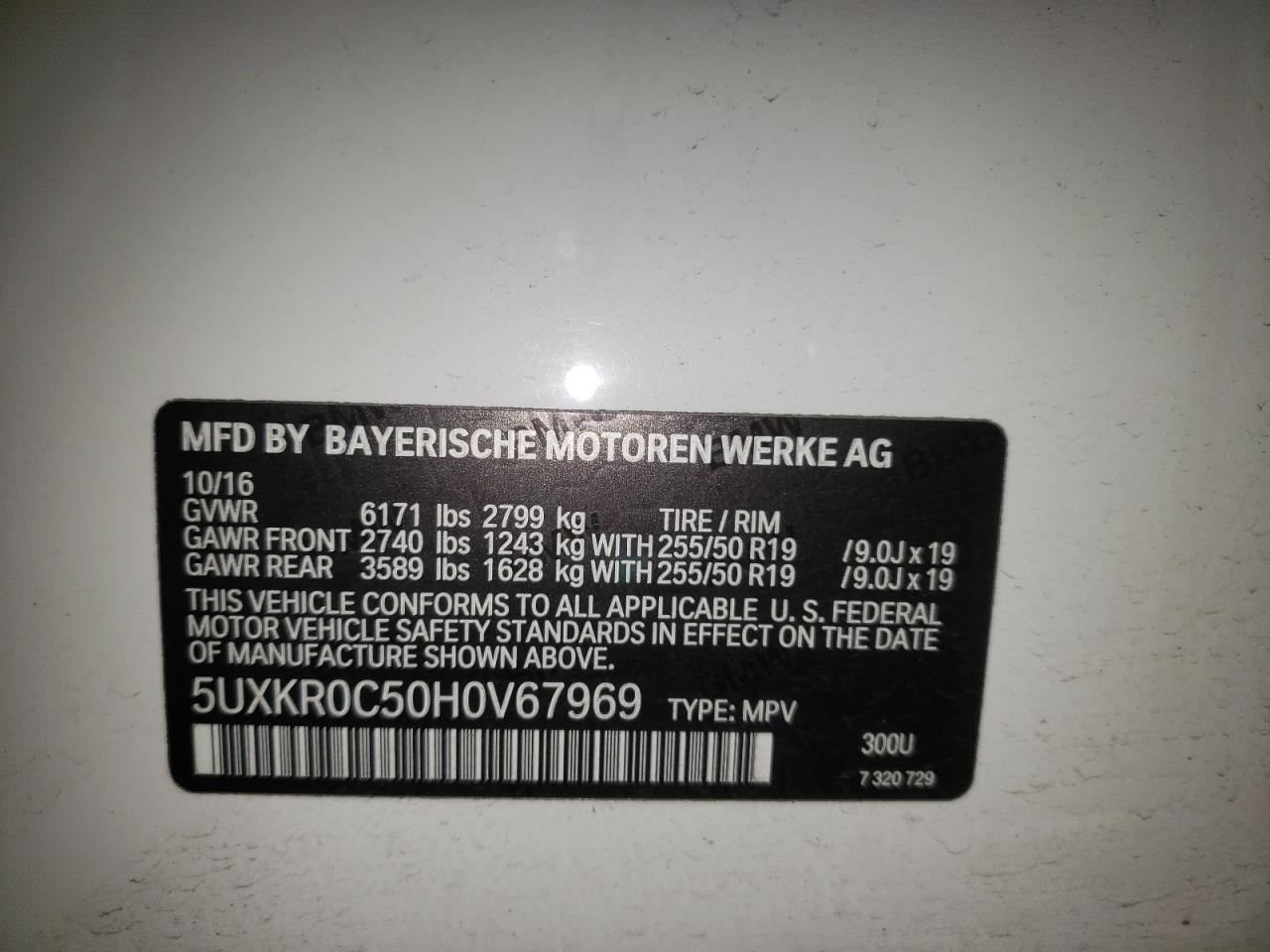 Photo 10 from auction – 2017 BMW X5 XDRIVE3 with VIN 5UXKR0C50H0V67969