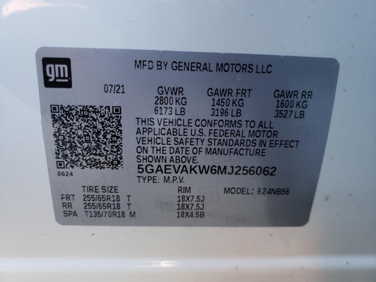Photo 10 from auction – 2021 BUICK ENCLAVE ES with VIN 5GAEVAKW6MJ256062