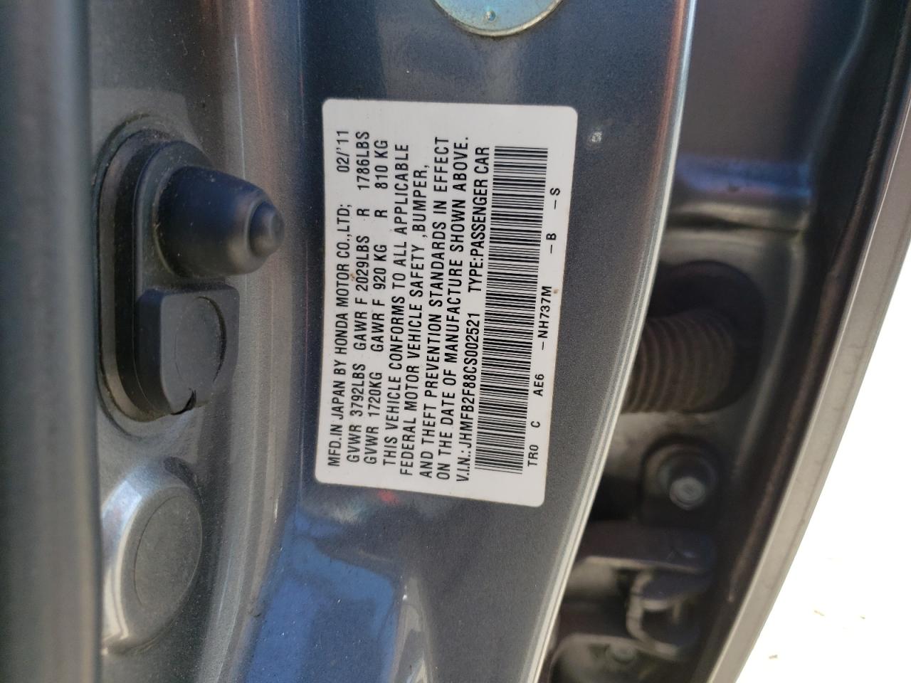 صورة رقم 10 من المزاد - 2012 HONDA CIVIC EX مع VIN JHMFB2F88CS002521