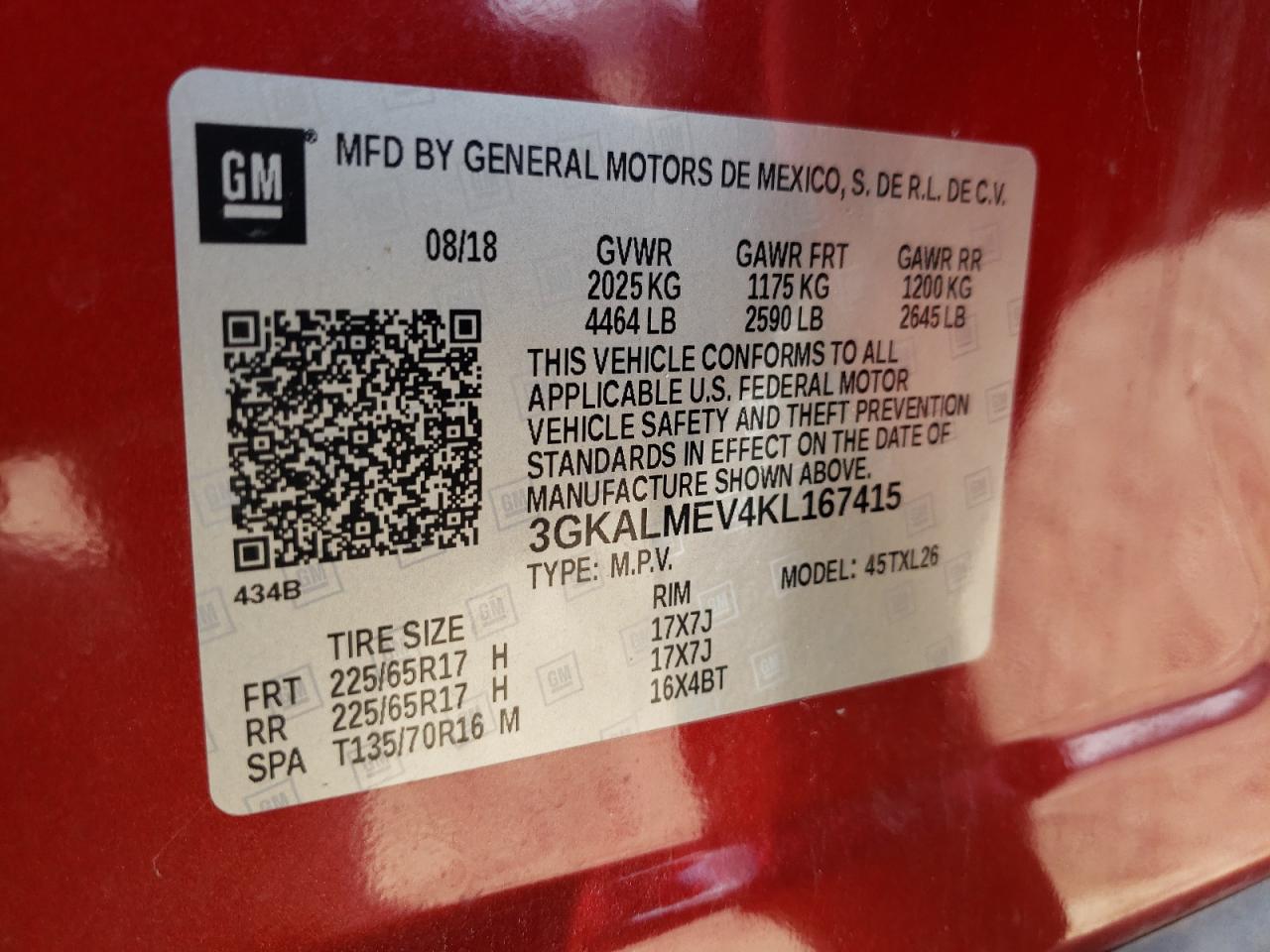 Photo 10 from auction – 2019 GMC TERRAIN SL with VIN 3GKALMEV4KL167415