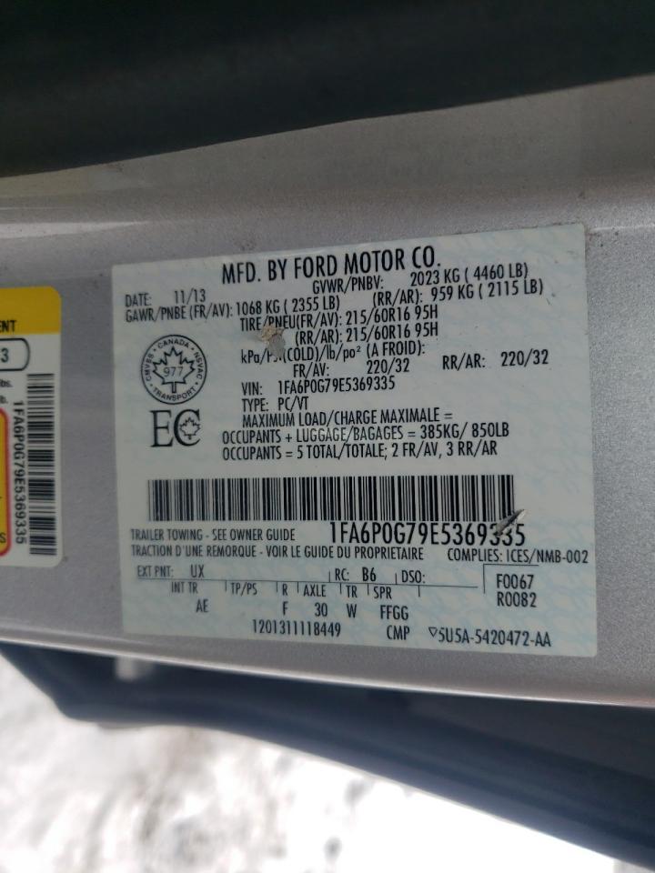 Photo 10 from auction – 2014 FORD FUSION S with VIN 1FA6P0G79E5369335