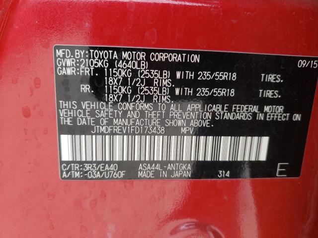 Photo 10 from auction – 2015 TOYOTA RAV4 LIMIT with VIN JTMDFREV1FD173438