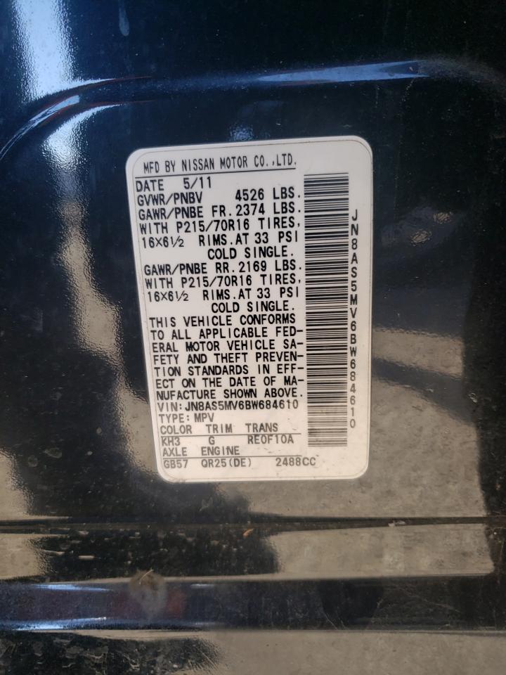 Photo 10 from auction – 2011 NISSAN ROGUE S with VIN JN8AS5MV6BW684610