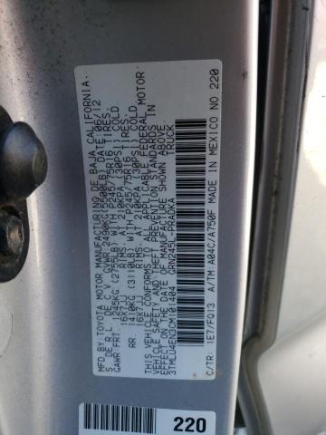 Photo 10 from auction – 2012 TOYOTA TACOMA DOU with VIN 3TMLU4EN3CM101404