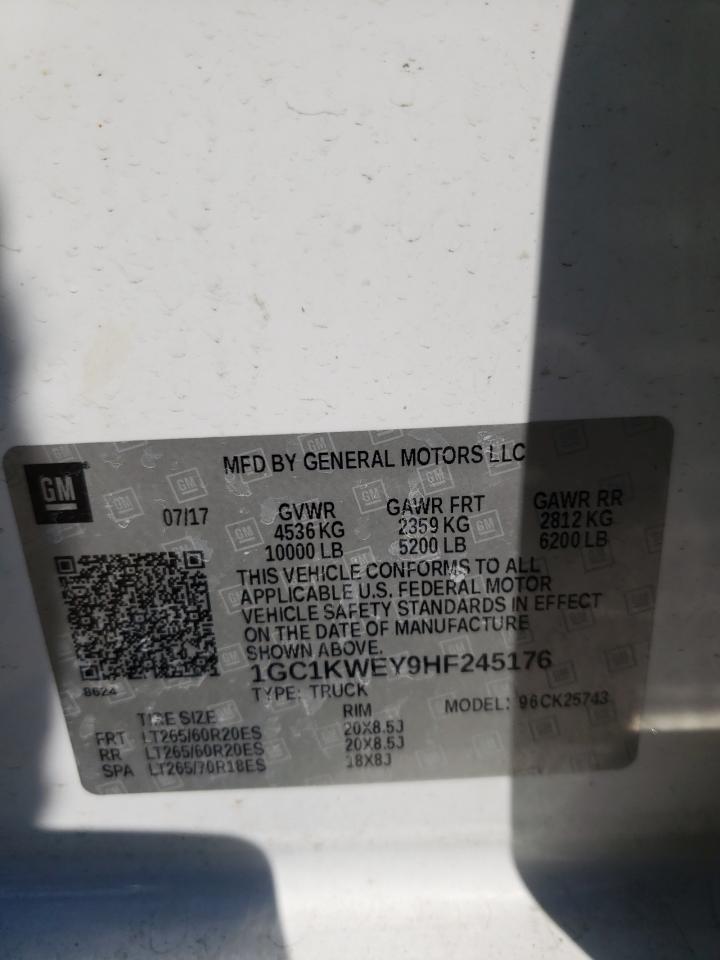 Photo 10 from auction – 2017 CHEVROLET SILVERADO with VIN 1GC1KWEY9HF245176