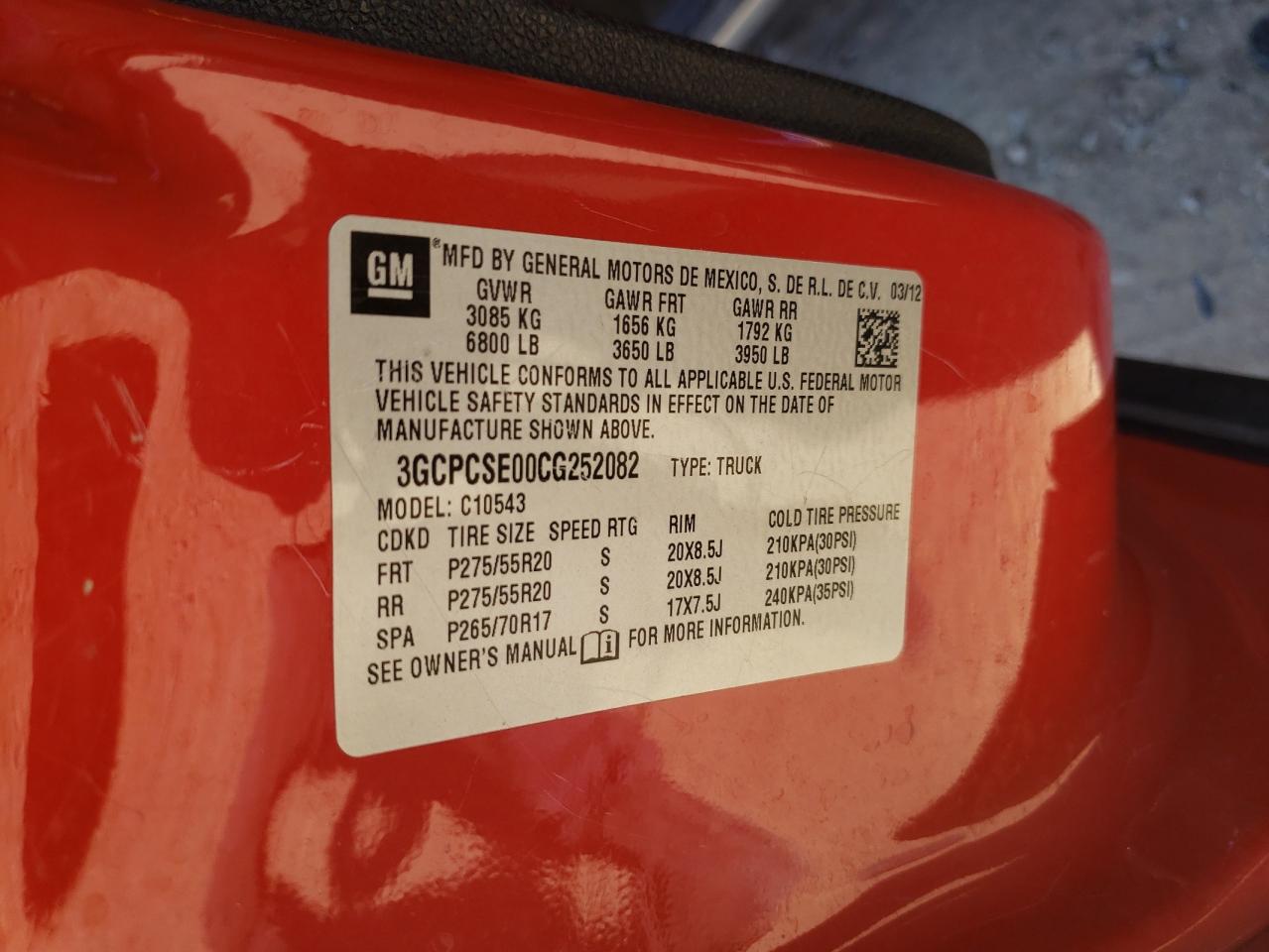 Photo 10 from auction – 2012 CHEVROLET SILVERADO with VIN 3GCPCSE00CG252082