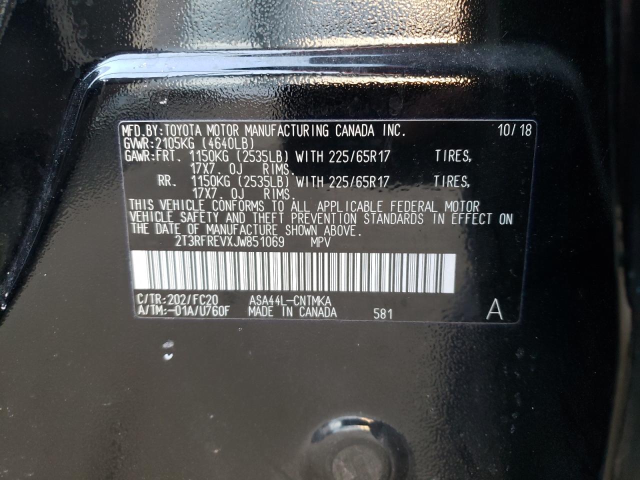 Photo 10 from auction – 2018 TOYOTA RAV4 ADVEN with VIN 2T3RFREVXJW851069