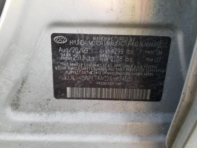 Photo 10 from auction – 2010 HYUNDAI SONATA GLS with VIN 5NPET4AC2AH624531