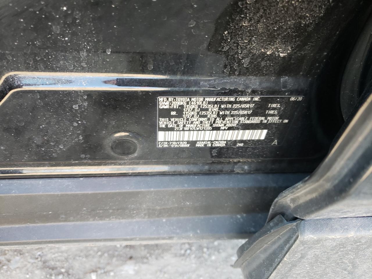 Photo 10 from auction – 2020 TOYOTA RAV4 LE with VIN 2T3F1RFV7LW121395