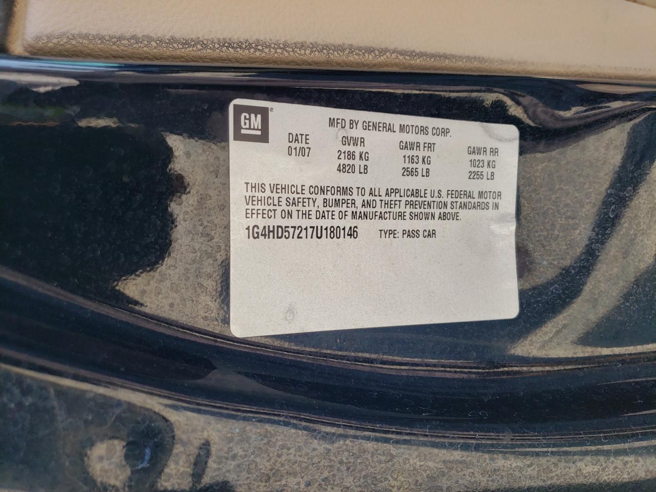 Photo 10 from auction – 2007 BUICK LUCERNE CX with VIN 1G4HD57217U180146