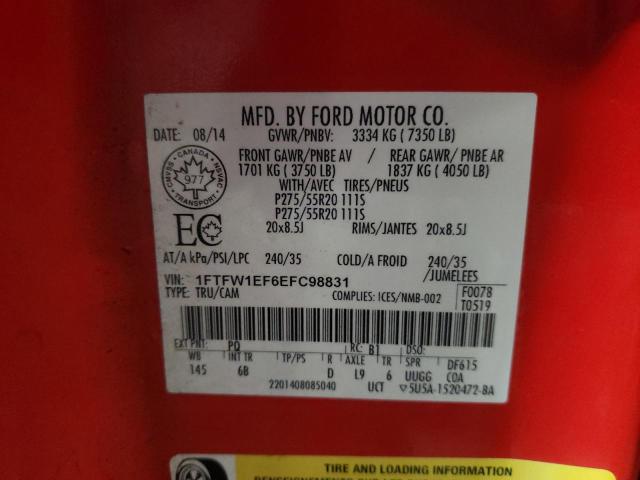 Photo 10 from auction – 2014 FORD F150 SUPER with VIN 1FTFW1EF6EFC98831