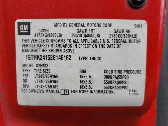 Photo 10 from auction – 2002 GMC SIERRA K25 with VIN 1GTHK24162E146162