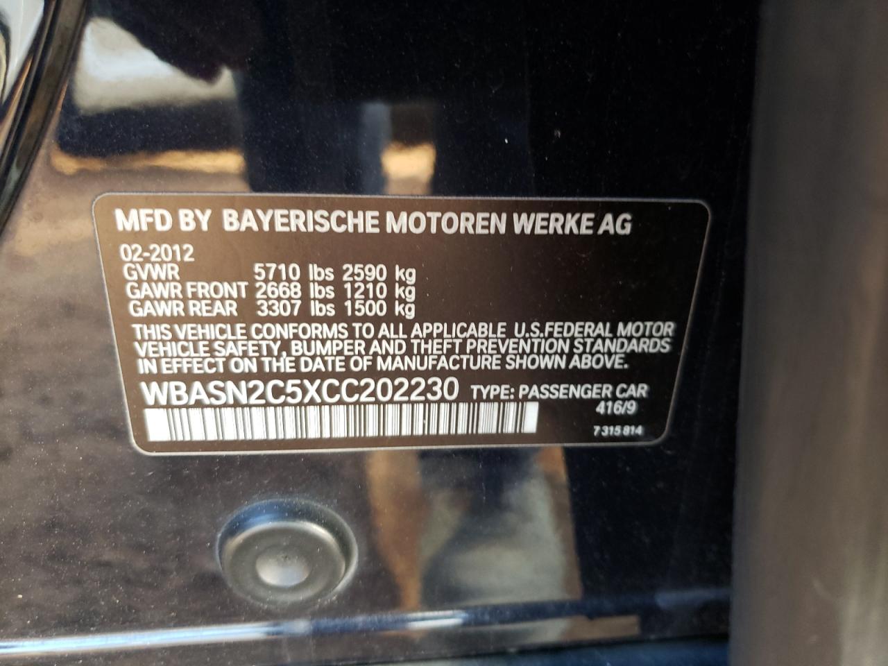 Photo 10 from auction – 2012 BMW 535 IGT with VIN WBASN2C5XCC202230