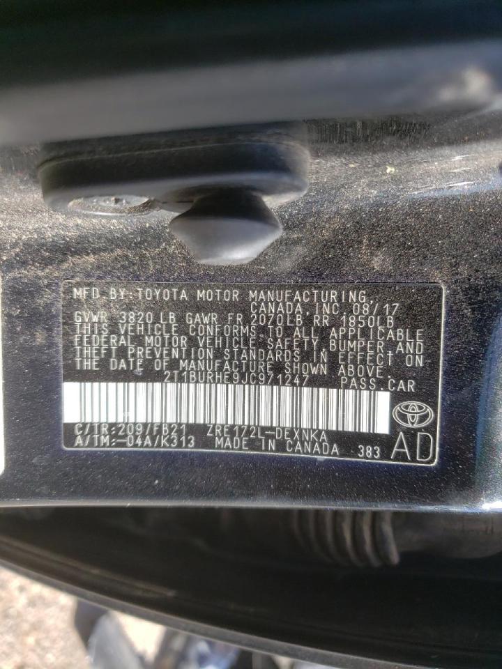 Photo 10 from auction – 2018 TOYOTA COROLLA L with VIN 2T1BURHE9JC971247