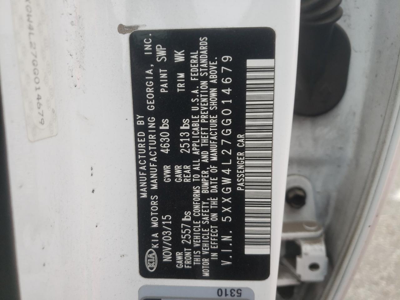 Photo 10 from auction – 2016 KIA OPTIMA SX with VIN 5XXGW4L27GG014679
