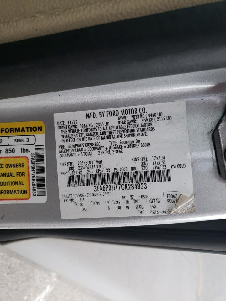 Photo 10 from auction – 2016 FORD FUSION SE with VIN 3FA6P0H77GR284833