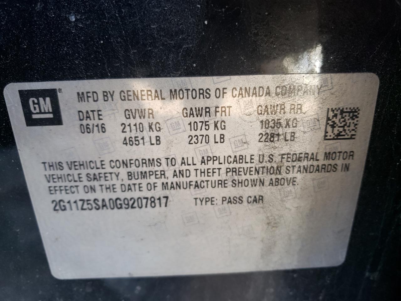 Photo 10 from auction – 2016 CHEVROLET IMPALA LS with VIN 2G11Z5SA0G9207817