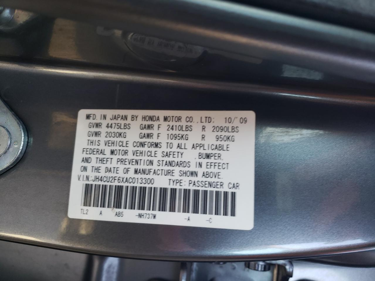 Photo 10 from auction – 2010 ACURA TSX with VIN JH4CU2F6XAC013300