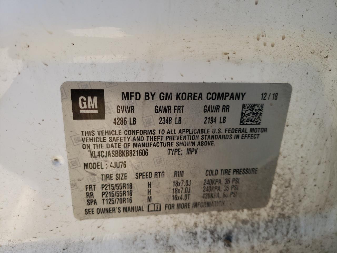 Photo 10 from auction – 2019 BUICK ENCORE PRE with VIN KL4CJASB8KB821606