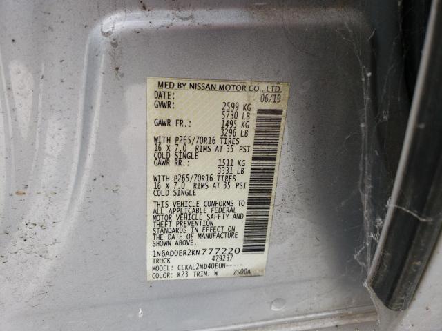 Photo 10 from auction – 2019 NISSAN FRONTIER S with VIN 1N6AD0ER2KN777220