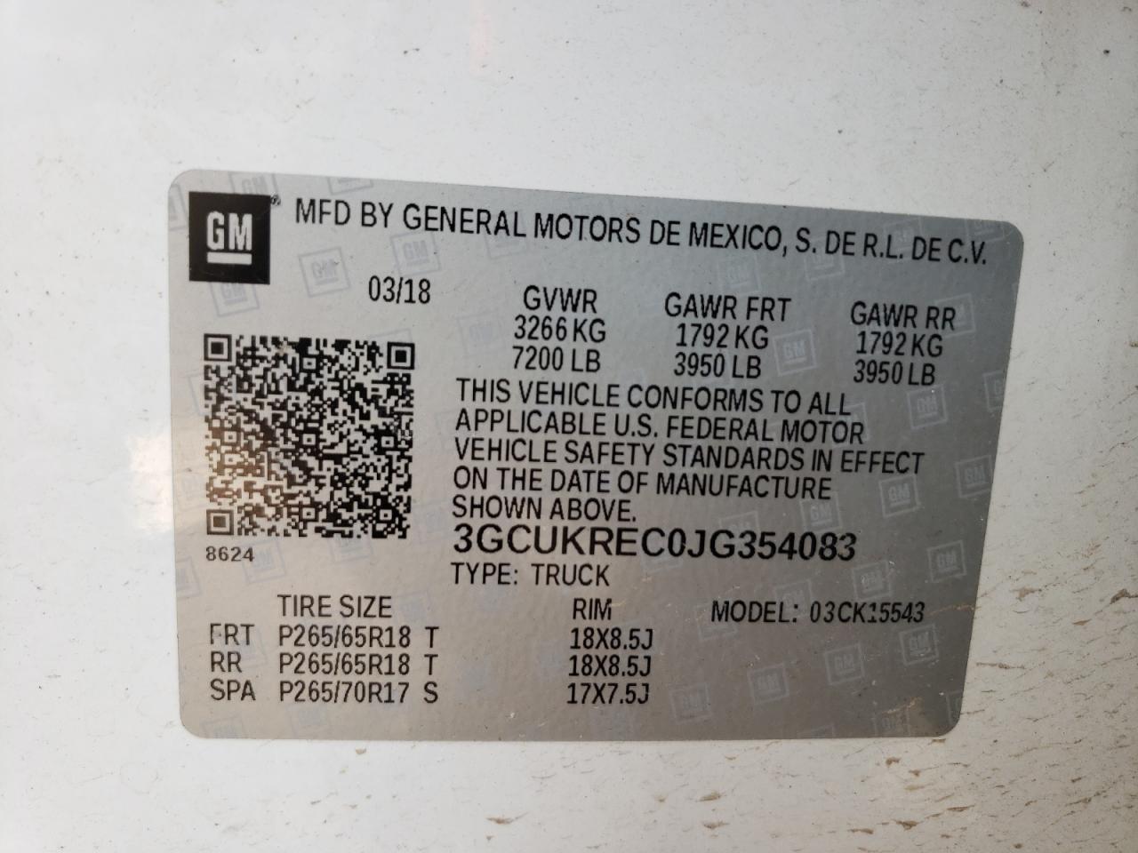 Photo 10 from auction – 2018 CHEVROLET SILVERADO with VIN 3GCUKREC0JG354083