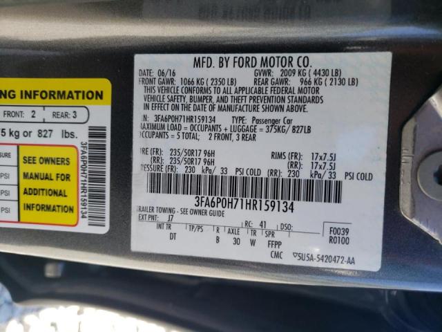 Photo 10 from auction – 2017 FORD FUSION SE with VIN 3FA6P0H71HR159134