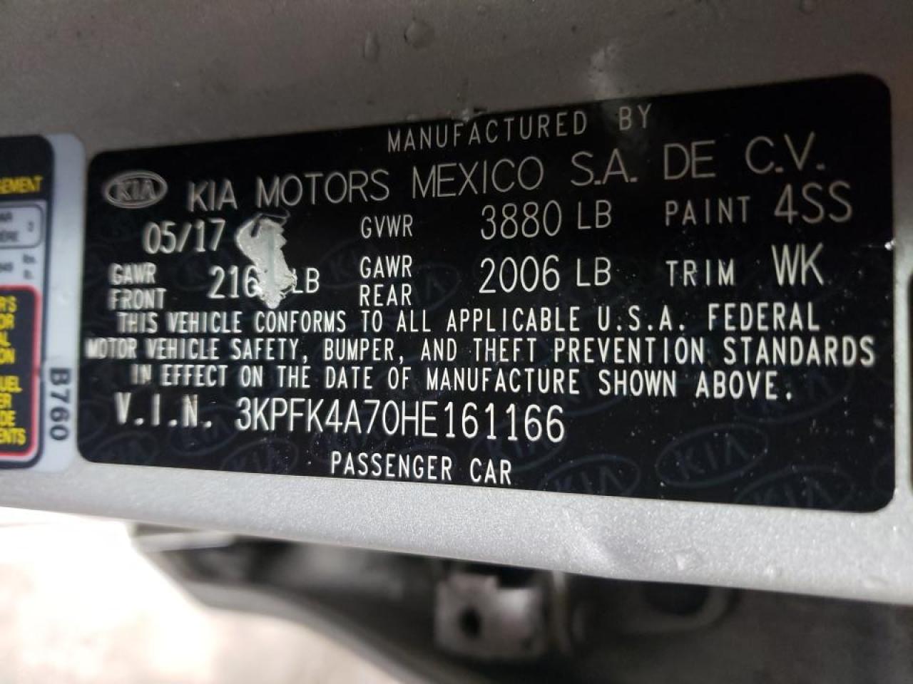 Photo 10 from auction – 2017 KIA FORTE LX with VIN 3KPFK4A70HE161166