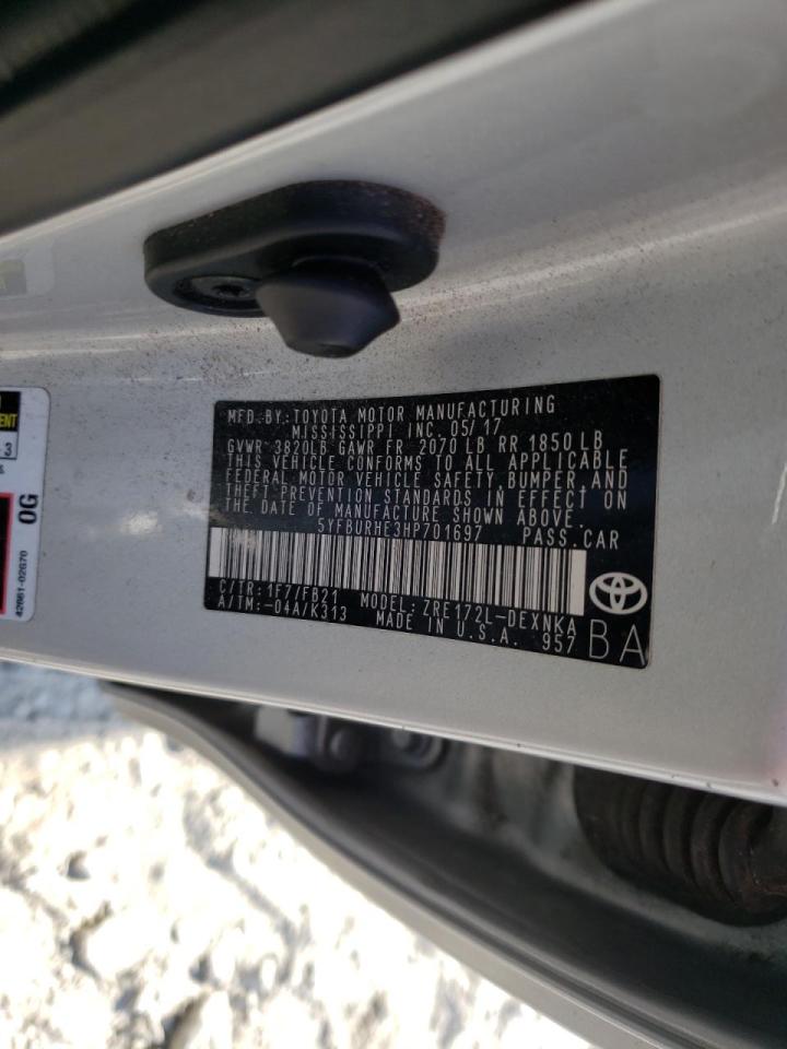 Photo 10 from auction – 2017 TOYOTA COROLLA L with VIN 5YFBURHE3HP701697