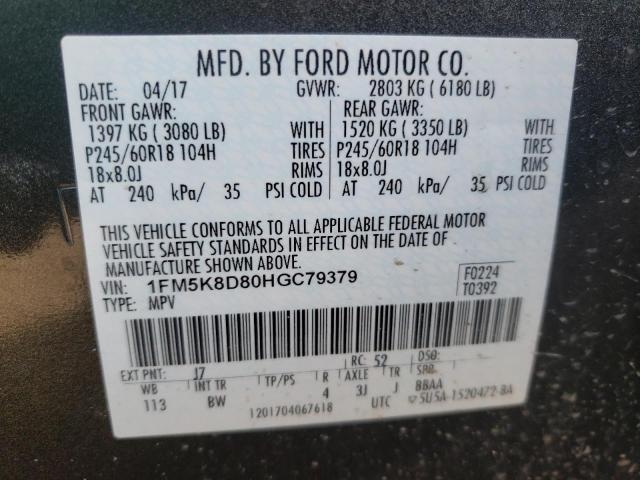Photo 10 from auction – 2017 FORD EXPLORER X with VIN 1FM5K8D80HGC79379