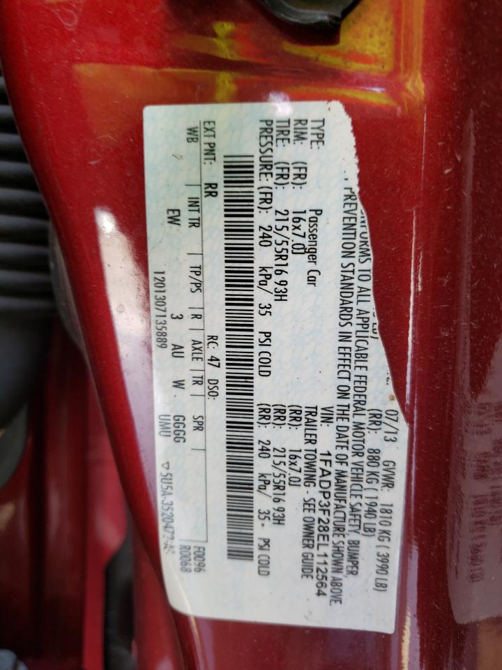 Photo 10 from auction – 2014 FORD FOCUS SE with VIN 1FADP3F28EL112564